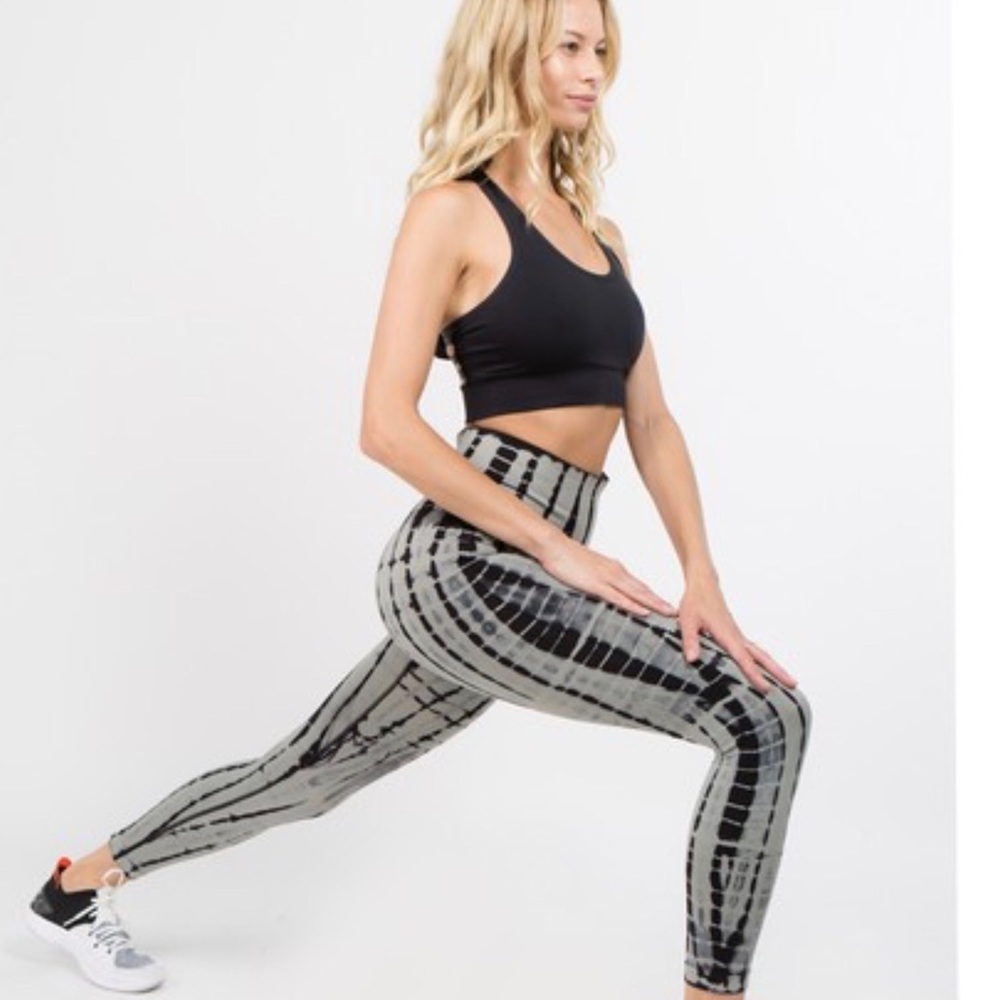 High-Waist Gray Tie-Dye Leggings - Women